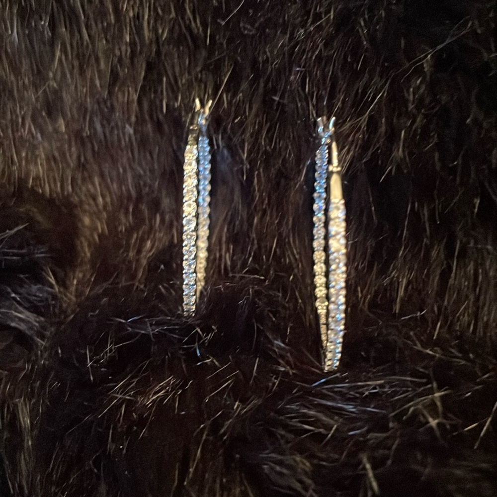 4 ct White Sapphire Hoop Earrings